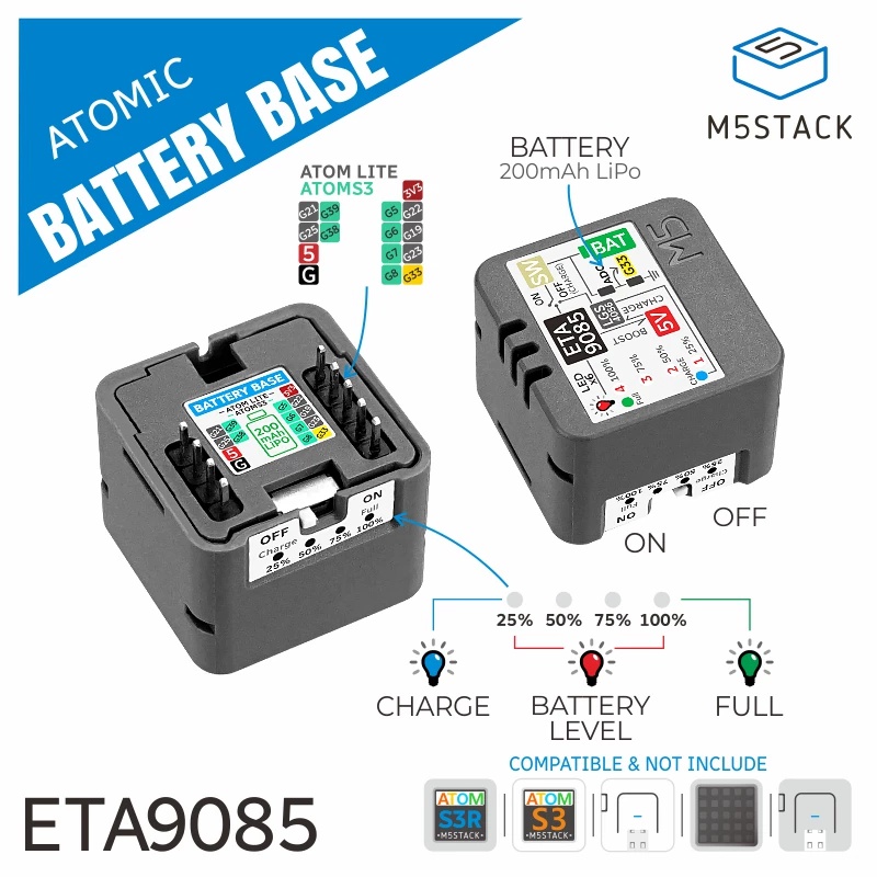 M5Stack アトミックバッテリーベース 充電式パワーベー - M5Stack Core2 のレビューと価格